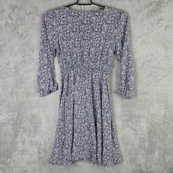 Womens Indigo Rose Multicolor Floral Dress V Neck Long Sleeve 100% Rayon Size XL - Picture 7 of 10